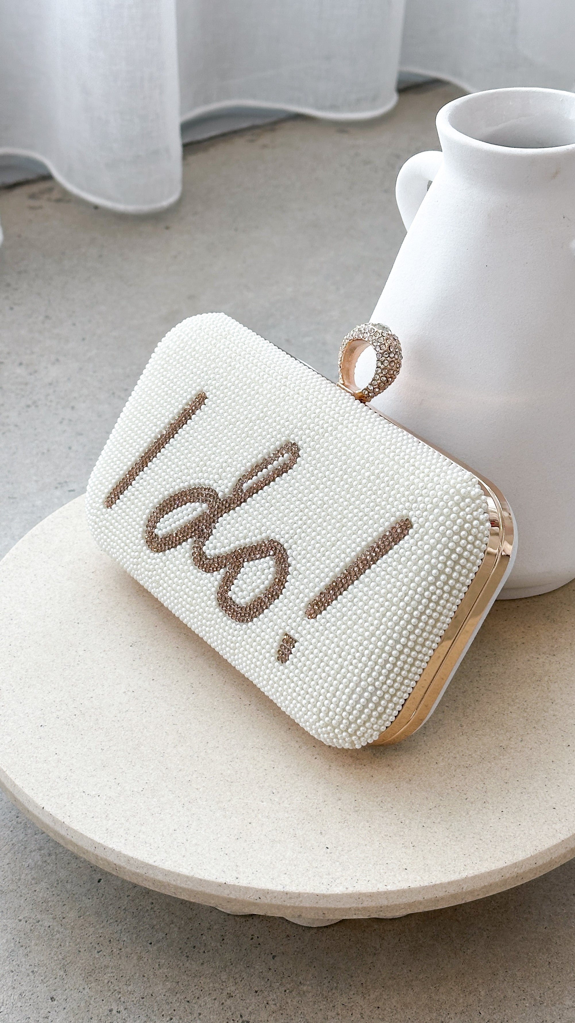 Elegant Gold Clutch Bag with Diamante 'I Do' Design and Removable Chain Strap – Perfect Clutch Purse for Weddings and Special Occasions 2