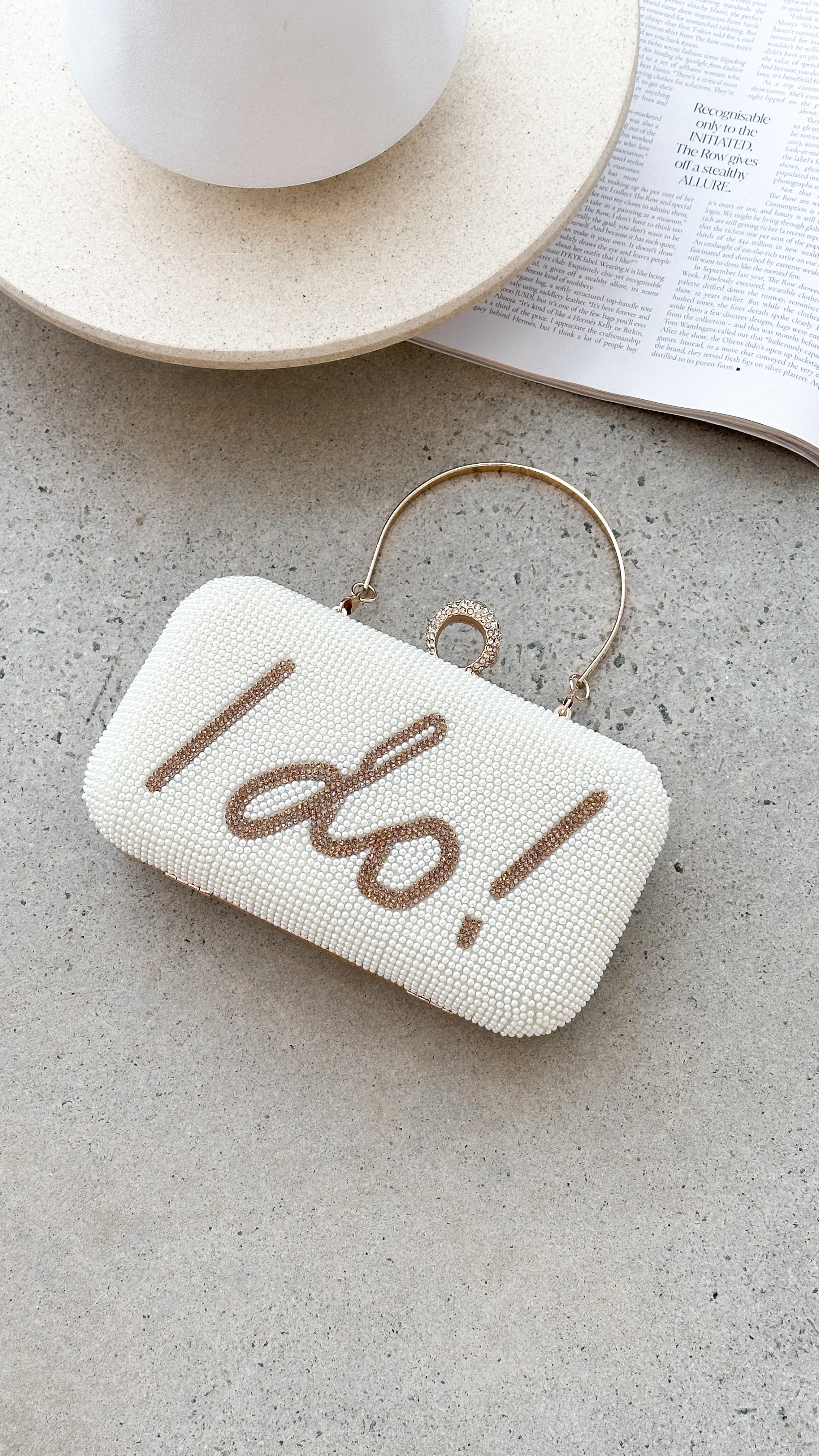 Elegant Gold Clutch Bag with Diamante 'I Do' Design and Removable Chain Strap – Perfect Clutch Purse for Weddings and Special Occasions 3