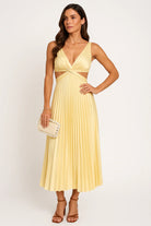 Elegant Pleated Satin Midi Dress in White – Flattering Long Sleeve Design for Versatile Style 2