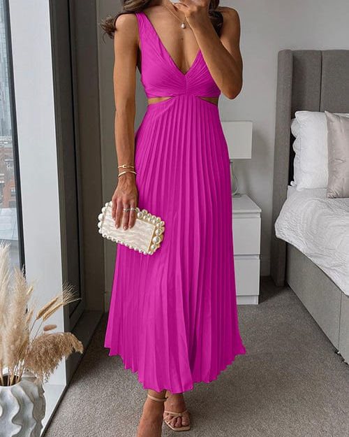 Elegant Pleated Satin Midi Dress in White – Flattering Long Sleeve Design for Versatile Style 4