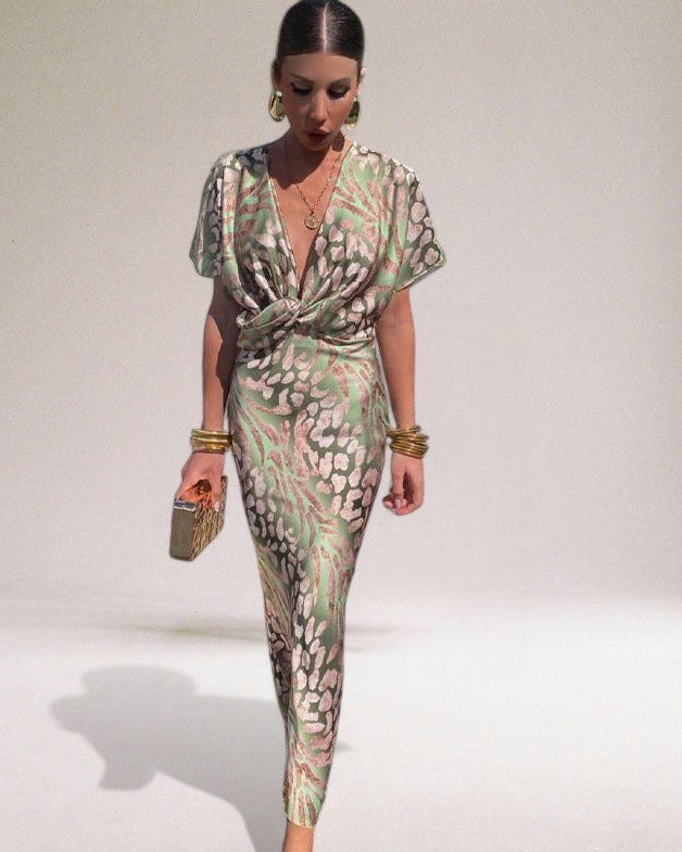 Elegant White Maxi Dress for Women with Twisted V-Neck – Flowy Long Sleeve Design 0