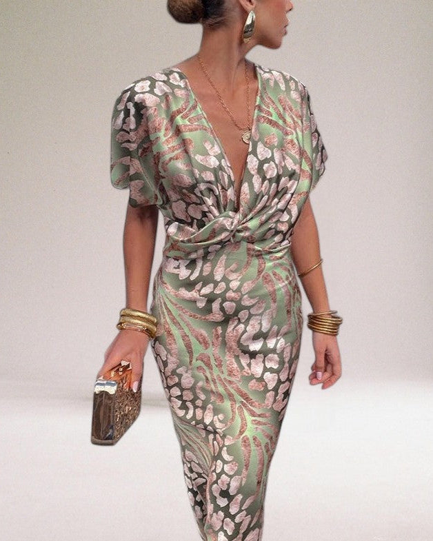 Elegant White Maxi Dress for Women with Twisted V-Neck – Flowy Long Sleeve Design 1