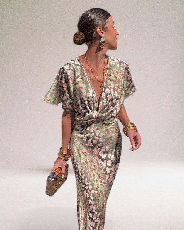 Elegant White Maxi Dress for Women with Twisted V-Neck – Flowy Long Sleeve Design 2