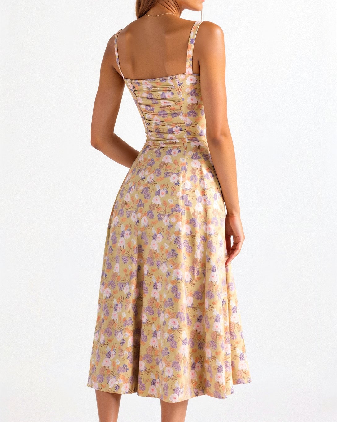 Elegant Women's Midi Dress with Corset Top – Flowy Summer Cocktail Dress for Wedding Guests and Formal Occasions 1