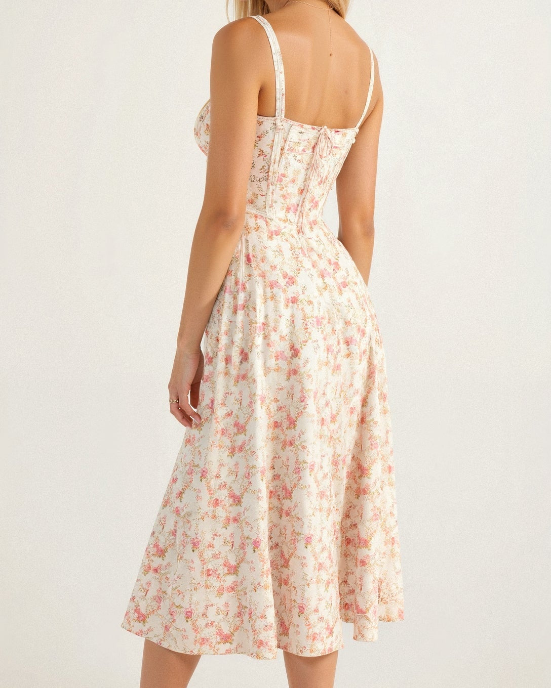 Elegant Women's Midi Dress with Corset Top – Flowy Summer Cocktail Dress for Wedding Guests and Formal Occasions 5