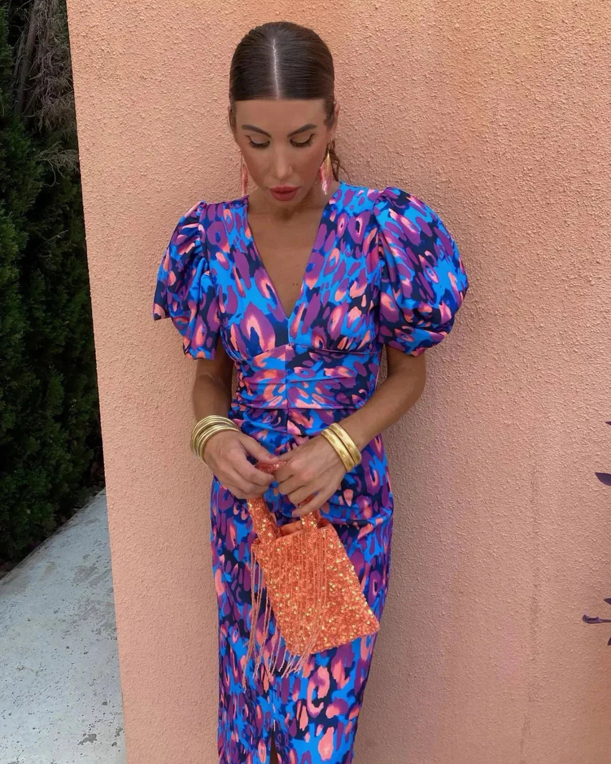 Elegant Women's Puff Sleeve Printed Summer Dress for Everyday Wear and Special Occasions 0