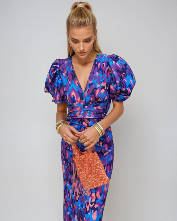 Elegant Women's Puff Sleeve Printed Summer Dress for Everyday Wear and Special Occasions 1