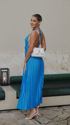 Faye Women's Maxi Dress | Crinkle Polyester, Adjustable Neck Tie 2