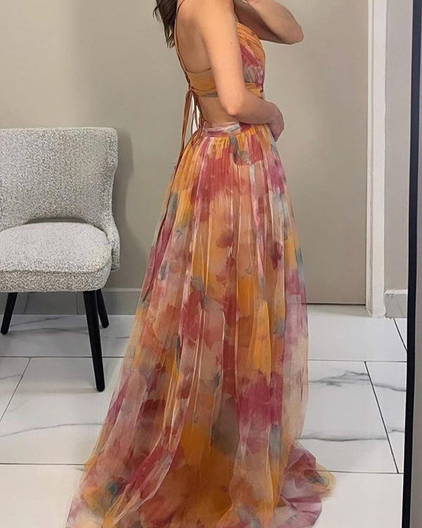 Floral Maxi Dress for Women – Lightweight Summer Dress with Adjustable Back Tie, Perfect for Wedding Guests and Garden Parties 4