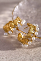 Gold Hoop Earrings with Shell Pearl Accents – Lightweight Elegant Jewelry for Women 4