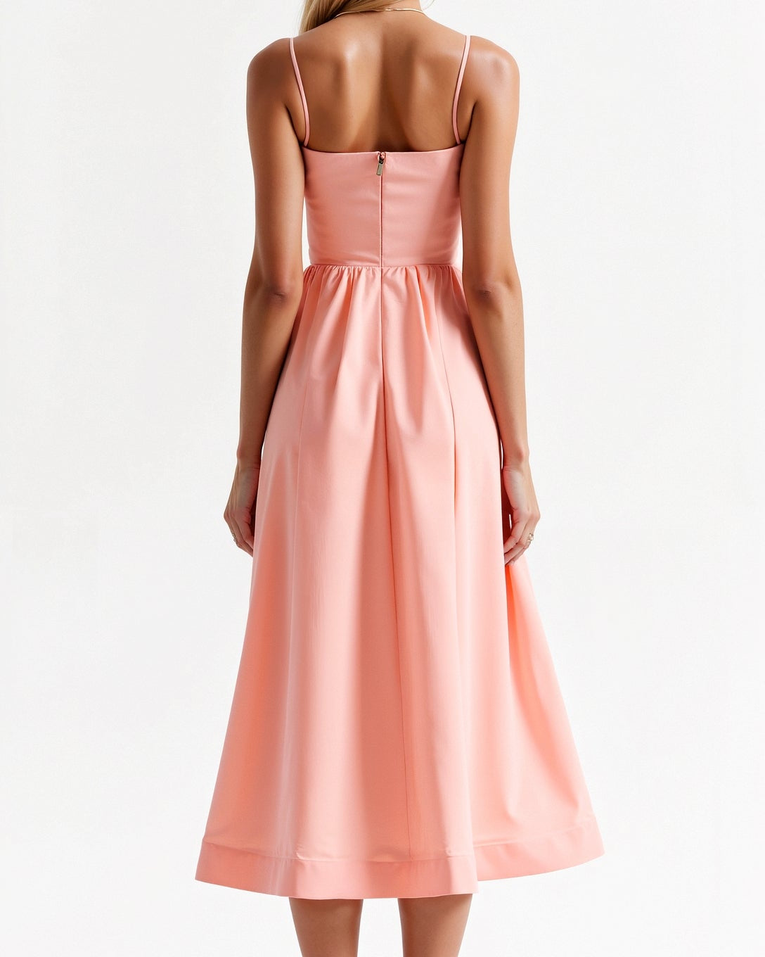 Pink Long Sleeve Midi Dress for Women – Flowing Design and Soft Fabric for Effortless Style 4