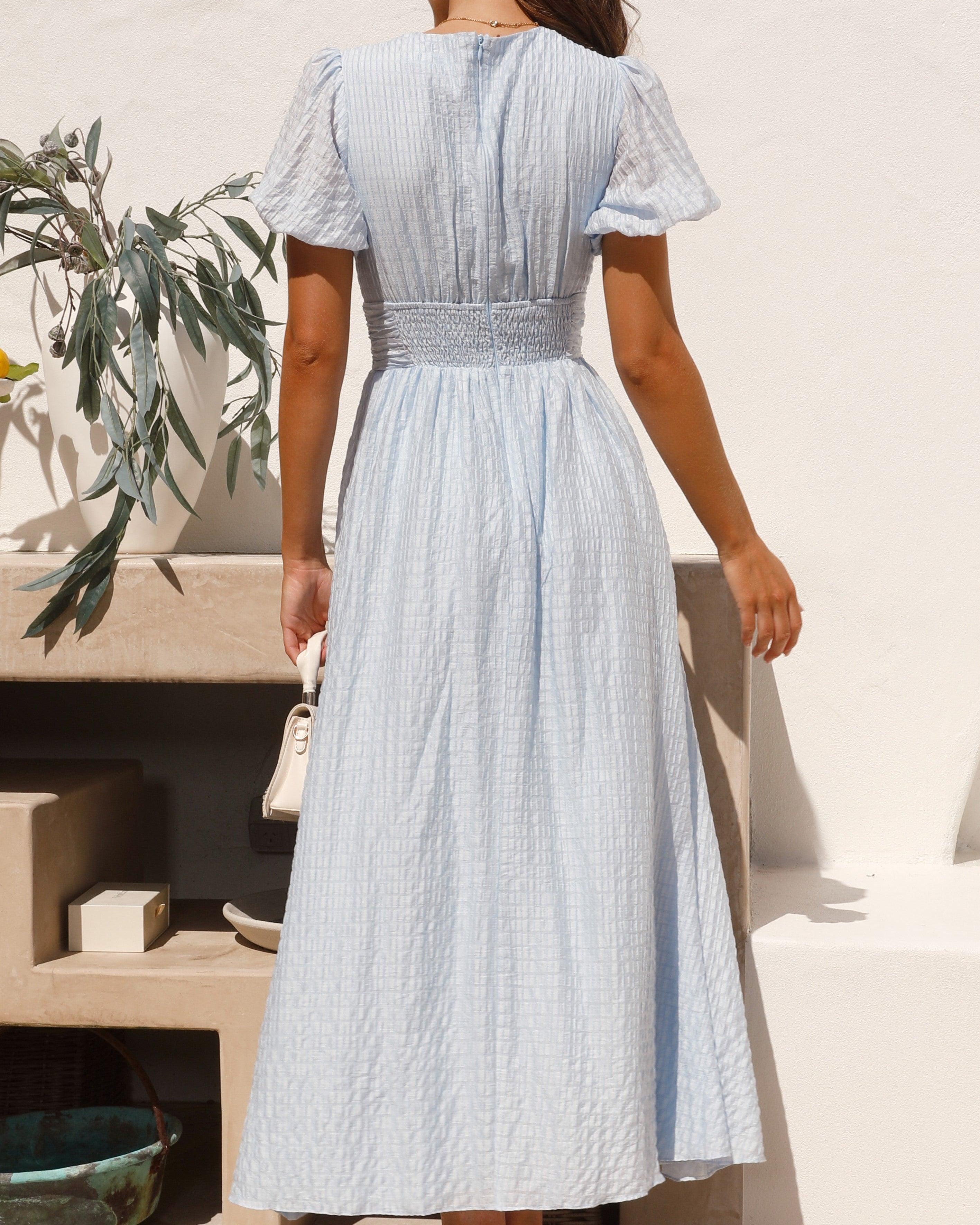 Women's Summer Maxi Dress - Lightweight, Stylish Puff Sleeve Design 2