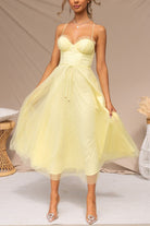 Women's Summer Midi Dress - Lightweight Corset & Tulle Skirt for Elegance 14