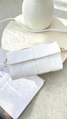 Woven Crossbody Bag for Women with Magnetic Closure and Three Compartments – Stylish White Everyday Accessory 4