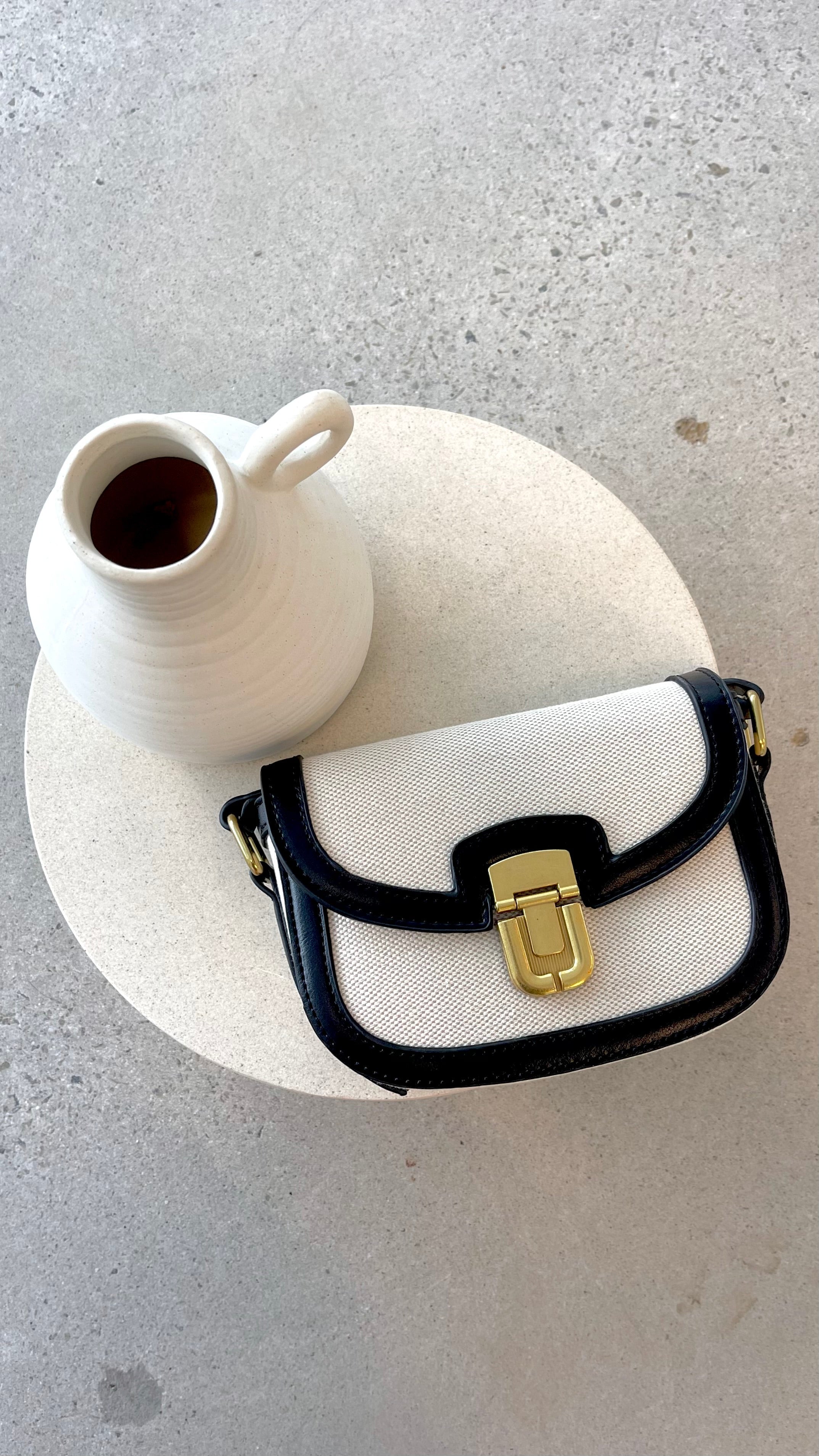 Black Crossbody Bag for Women - Adjustable Saddle Bag with Internal Zip Pocket and Contrast Panel Details 3