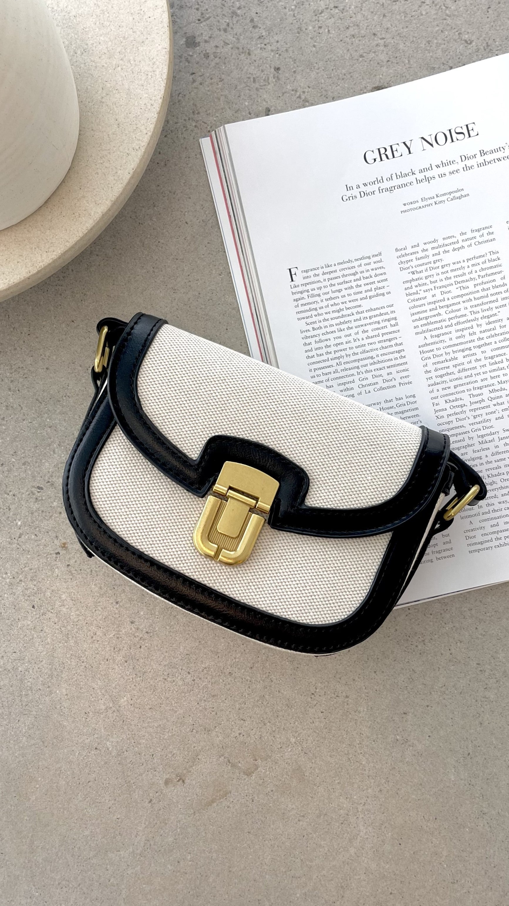 Black Crossbody Bag for Women - Adjustable Saddle Bag with Internal Zip Pocket and Contrast Panel Details 4