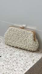 Elegant Faux Pearl Clutch Bag with Removable Chain Strap – Spacious Evening Bag for Special Occasions 0