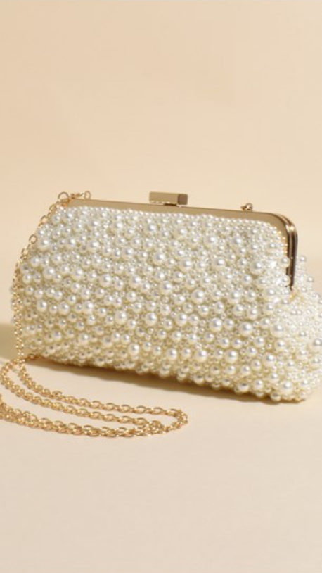 Elegant Faux Pearl Clutch Bag with Removable Chain Strap – Spacious Evening Bag for Special Occasions 2