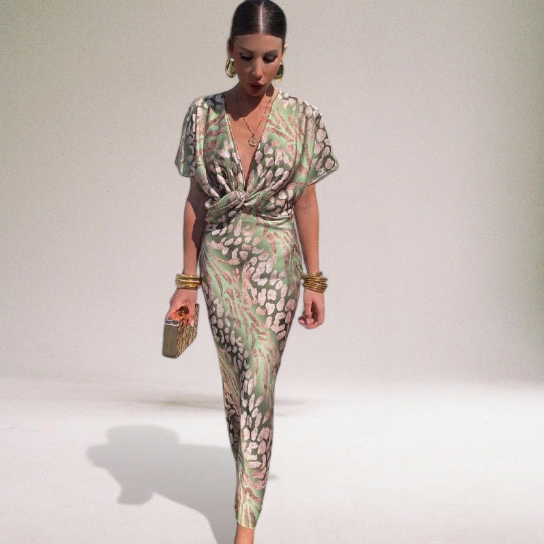 Elegant White Maxi Dress for Women with Twisted V-Neck – Flowy Long Sleeve Design 0