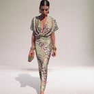 Elegant White Maxi Dress for Women with Twisted V-Neck – Flowy Long Sleeve Design 0