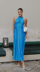 Faye Women's Maxi Dress | Crinkle Polyester, Adjustable Neck Tie 7