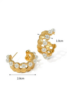 Gold Hoop Earrings with Shell Pearl Accents – Lightweight Elegant Jewelry for Women 6