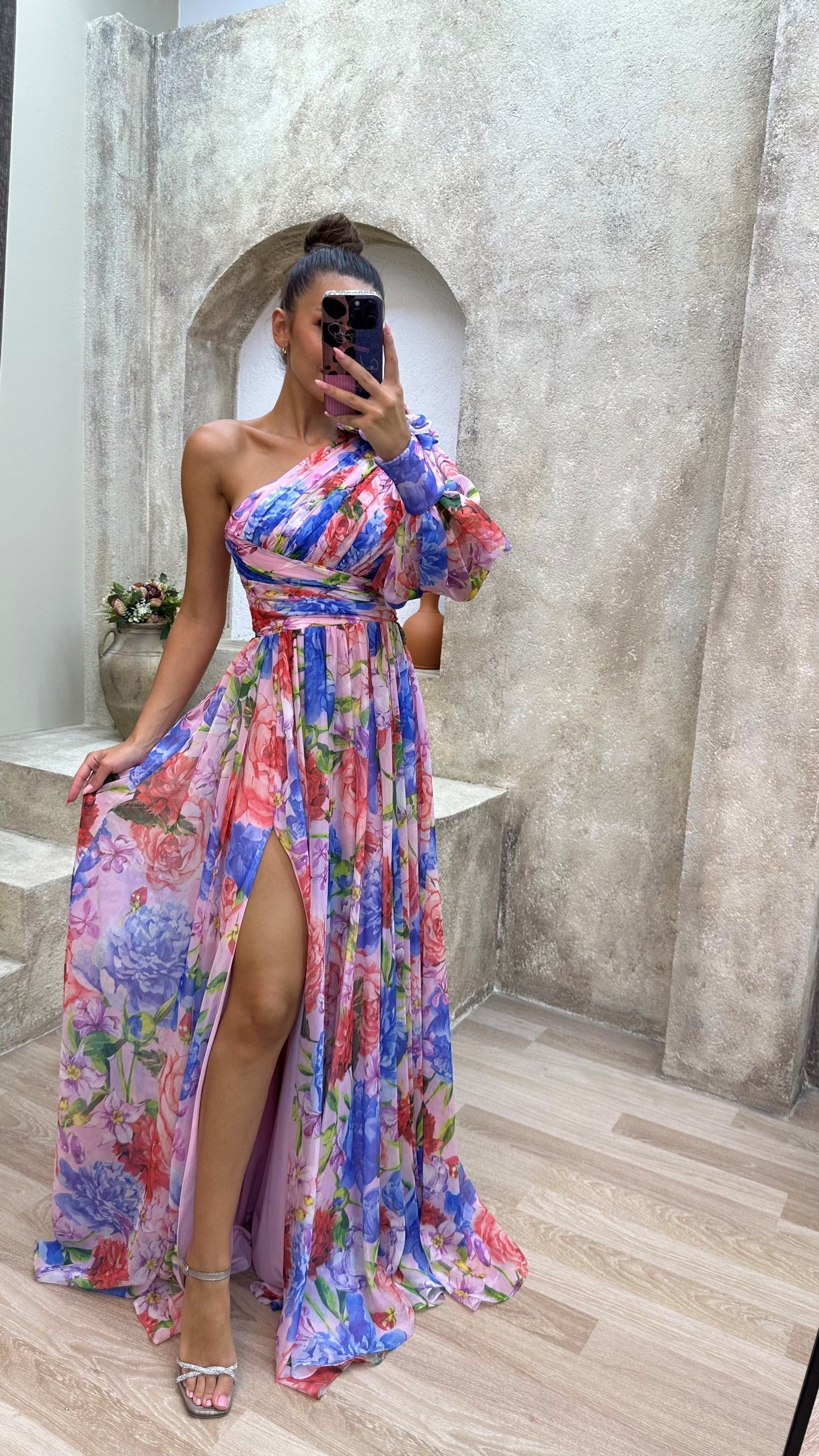 One-Shoulder Floral Summer Dress for Women – Flowing and Stylish Design for Elegant Events 6
