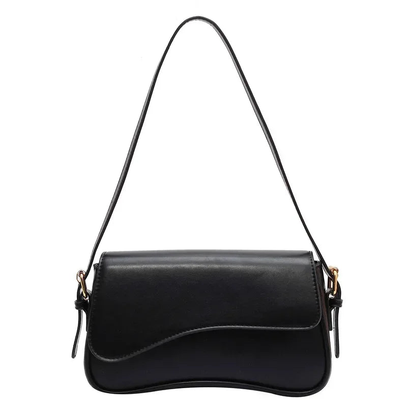 Stylish Black Shoulder Bag for Women in Vintage-Inspired PU Leather with Structured Flap Closure – 16x25x6cm 8